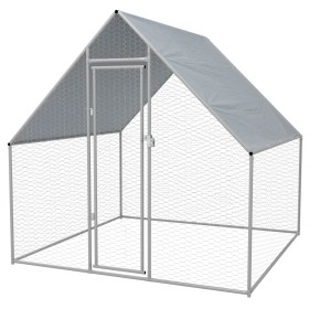 Jaula gallinero de exterior de acero galvanizado 2x2x1,92 m de vidaXL, Jaulas y habitáculos para animales pequeños - Ref: For...