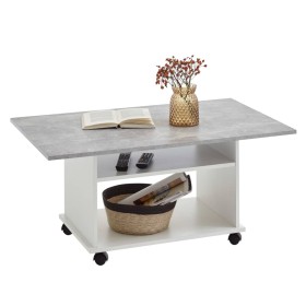 FMD Gray concrete and white coffee table with wheels by , Coffee table - Ref: Foro24-428689, Price: 118,22 €, Discount: %