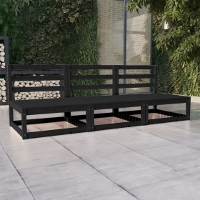 Garden sofa, 3-seater, black solid pine wood by , Outdoor sofas - Ref: Foro24-3075303, Price: 210,99 €, Discount: %