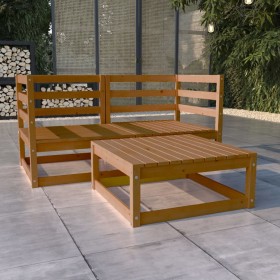 3-piece garden furniture set with honey brown pine wood cushions. by , Garden sets - Ref: Foro24-3075252, Price: 196,99 €, Di...