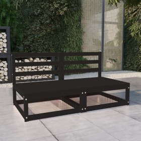 Garden sofa, 2-seater, black solid pine wood by , Outdoor sofas - Ref: Foro24-3075233, Price: 126,99 €, Discount: %