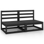 Garden sofa, 2-seater, black solid pine wood by , Outdoor sofas - Ref: Foro24-3075233, Price: 126,99 €, Discount: %