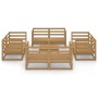 Garden furniture 9 pieces and honey brown pine wood cushions by , Garden sets - Ref: Foro24-3075292, Price: 560,99 €, Discoun...