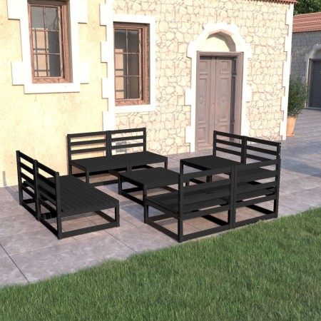 9-piece black pine wood garden furniture set by , Garden sets - Ref: Foro24-3075278, Price: 590,99 €, Discount: %