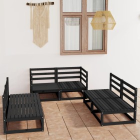 6-piece black solid pine wood garden furniture set by , Garden sets - Ref: Foro24-3075413, Price: 434,99 €, Discount: %