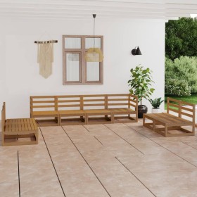 8-piece honey brown pine wood garden furniture. by , Garden sets - Ref: Foro24-3075432, Price: 534,99 €, Discount: %