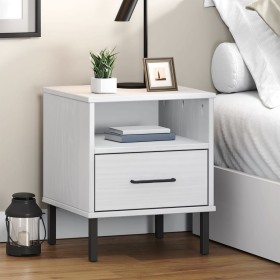 Bedside table metal legs solid white pine wood OSLO by vidaXL, Nightstands - Ref: Foro24-350972, Price: 55,49 €, Discount: %