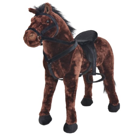 Caballo de peluche de pie marrón oscuro XXL de vidaXL, Animales de peluche - Ref: Foro24-91327, Precio: 87,16 €, Descuento: %