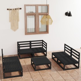 Juego de muebles de jardín 7 piezas negro madera maciza de pino de , Conjuntos de jardín - Ref: Foro24-3075418, Precio: 510,9...