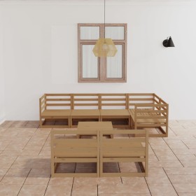 8-piece honey brown solid pine wood garden furniture by , Garden sets - Ref: Foro24-3075612, Price: 518,99 €, Discount: %