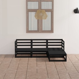 Garden furniture set 4 pieces black solid pine wood by , Garden sets - Ref: Foro24-3075528, Price: 323,99 €, Discount: %