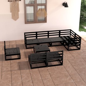 9-piece black solid pine wood garden furniture set by , Garden sets - Ref: Foro24-3075633, Price: 662,99 €, Discount: %