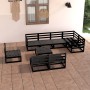 Juego de muebles de jardín 9 piezas negro madera maciza de pino de , Conjuntos de jardín - Ref: Foro24-3075633, Precio: 663,7...