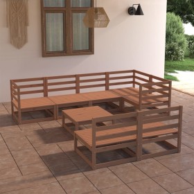 8-piece honey brown solid pine wood garden furniture by , Garden sets - Ref: Foro24-3075652, Price: 507,91 €, Discount: %