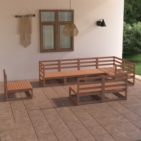 8-piece honey brown solid pine wood garden furniture by , Garden sets - Ref: Foro24-3075667, Price: 533,37 €, Discount: %