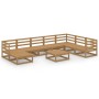 Muebles de jardín 9 pzas y cojines marrón miel madera pino de , Conjuntos de jardín - Ref: Foro24-3075722, Precio: 589,52 €, ...