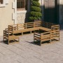 Garden furniture 9 pieces and honey brown pine wood cushions by , Garden sets - Ref: Foro24-3075807, Price: 604,99 €, Discoun...