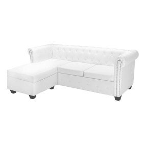 L-förmiges Chesterfield-Sofa aus weißem Kunstleder von vidaXL, Sofas - Ref: Foro24-245537, Preis: 599,86 €, Rabatt: %