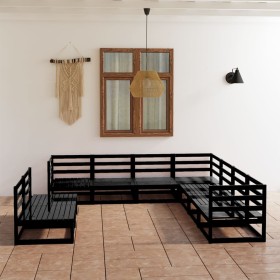 9-piece black solid pine wood garden furniture set by , Garden sets - Ref: Foro24-3075858, Price: 653,59 €, Discount: %