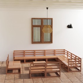 Garden furniture 13 pieces and honey brown pine wood cushions by , Garden sets - Ref: Foro24-3075902, Price: 918,99 €, Discou...