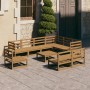 Gartenmöbel 10 Stück und Kissen honigbraunes Kiefernholz von , Gartensets - Ref: Foro24-3075797, Preis: 683,63 €, Rabatt: %