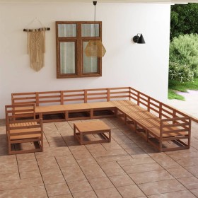 12-piece honey brown solid pine wood garden furniture by , Garden sets - Ref: Foro24-3075942, Price: 824,82 €, Discount: %