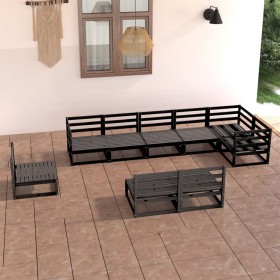 9-teiliges Gartenmöbel-Set schwarzes massives Kiefernholz von , Gartensets - Ref: Foro24-3075638, Preis: 653,59 €, Rabatt: %