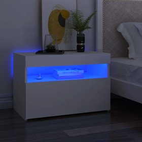 Mesita de noche con luces LED contrachapada blanco 60x35x40 cm de , Mesitas de noche - Ref: Foro24-3082774, Precio: 46,46 €, ...