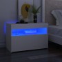 Mesita de noche con luces LED contrachapada blanco 60x35x40 cm de , Mesitas de noche - Ref: Foro24-3082774, Precio: 41,47 €, ...