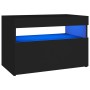 Mesita de noche con luces LED contrachapada negro 60x35x40 cm de , Mesitas de noche - Ref: Foro24-3082776, Precio: 46,34 €, D...