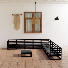 10-piece garden furniture set with black cushions made of pine wood. by , Garden sets - Ref: Foro24-3075853, Price: 719,99 €,...