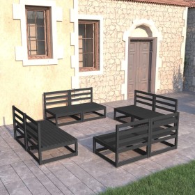 Juego de muebles de jardín 8 piezas negro madera maciza de pino de , Conjuntos de jardín - Ref: Foro24-3075273, Precio: 540,9...