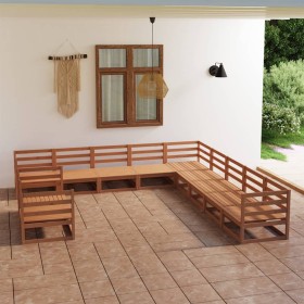 Garden furniture set 11 pieces solid pine wood honey brown by , Garden sets - Ref: Foro24-3075937, Price: 764,99 €, Discount: %