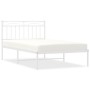 Estructura de cama de metal con cabecero blanco 107x203 cm de , Camas y somieres - Ref: Foro24-373736, Precio: 66,72 €, Descu...