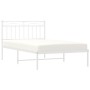 Estructura de cama de metal con cabecero blanco 107x203 cm de , Camas y somieres - Ref: Foro24-373736, Precio: 66,72 €, Descu...