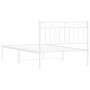 Estructura de cama de metal con cabecero blanco 107x203 cm de , Camas y somieres - Ref: Foro24-373736, Precio: 66,72 €, Descu...