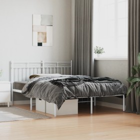 White metal bed frame with headboard 140x200 cm by , Beds and slatted bases - Ref: Foro24-373741, Price: 95,99 €, Discount: %