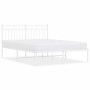 White metal bed frame with headboard 140x200 cm by , Beds and slatted bases - Ref: Foro24-373741, Price: 93,57 €, Discount: %