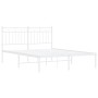 White metal bed frame with headboard 140x200 cm by , Beds and slatted bases - Ref: Foro24-373741, Price: 93,57 €, Discount: %