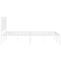 White metal bed frame with headboard 140x200 cm by , Beds and slatted bases - Ref: Foro24-373741, Price: 93,57 €, Discount: %