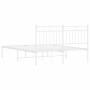 White metal bed frame with headboard 140x200 cm by , Beds and slatted bases - Ref: Foro24-373741, Price: 93,57 €, Discount: %