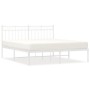 Estructura de cama con cabecero metal blanca 160x200 cm de , Camas y somieres - Ref: Foro24-373743, Precio: 101,72 €, Descuen...