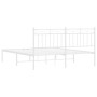 Estructura de cama con cabecero metal blanca 160x200 cm de , Camas y somieres - Ref: Foro24-373743, Precio: 101,72 €, Descuen...