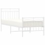 Metal bed frame with headboard and footboard white 75x190 cm by , Beds and slatted bases - Ref: Foro24-373748, Price: 70,39 €...