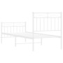 Metal bed frame with headboard and footboard white 75x190 cm by , Beds and slatted bases - Ref: Foro24-373748, Price: 70,39 €...