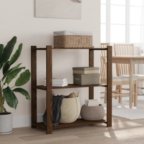 Solid pine wood 3-level shelf in brown, 80x38x90 cm by , Industrial shelving - Ref: Foro24-373397, Price: 36,99 €, Discount: %