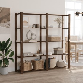 5-level solid pine wood bookshelf in brown, 170x38x170 cm by , Industrial shelving - Ref: Foro24-373395, Price: 96,99 €, Disc...