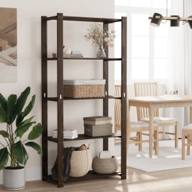 Solid black pine wood 5-level shelf 80x38x170 cm by , Industrial shelving - Ref: Foro24-373407, Price: 58,49 €, Discount: %