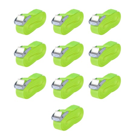 Straps 10 units fluorescent green 0.25 T 5 mx 25 mm by vidaXL, Tie down straps - Ref: Foro24-142664, Price: 31,13 €, Discount: %