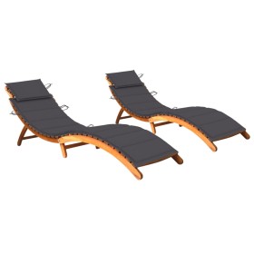 Sun loungers 2 units with solid acacia wood cushions by , Loungers - Ref: Foro24-3077361, Price: 327,99 €, Discount: %